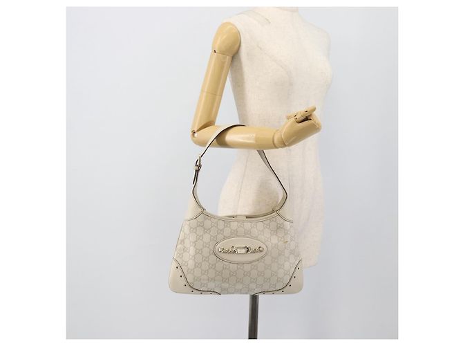 Borsa a tracolla GUCCI GuccissimaGG in pelle Avorio e Tono Oro 145778 Auth 196158A Crudo - vista 22