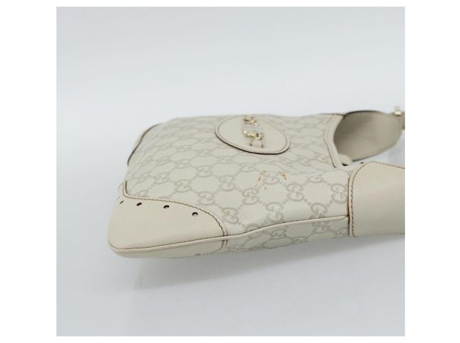 Borsa a tracolla GUCCI GuccissimaGG in pelle Avorio e Tono Oro 145778 Auth 196158A Crudo - vista 5