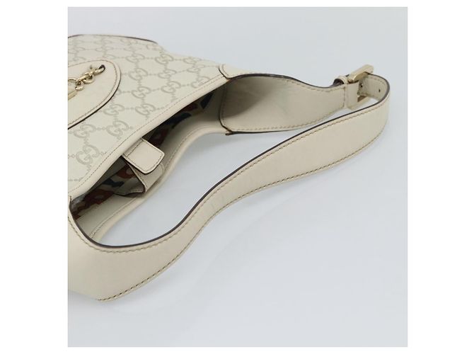 Borsa a tracolla GUCCI GuccissimaGG in pelle Avorio e Tono Oro 145778 Auth 196158A Crudo - vista 7