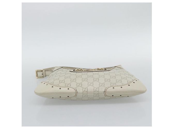 Borsa a tracolla GUCCI GuccissimaGG in pelle Avorio e Tono Oro 145778 Auth 196158A Crudo - vista 9