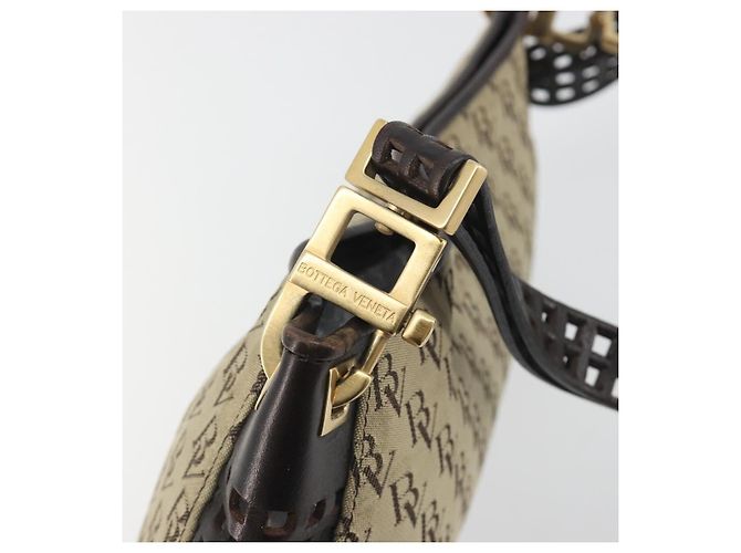 Borsa a tracolla BOTTEGA VENETA Canvas Beige Gold Auth 195022 D'oro - vista 16