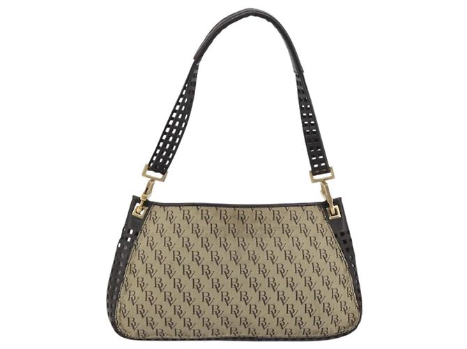 Borsa a tracolla BOTTEGA VENETA Canvas Beige Gold Auth 195022 D'oro - vista 3