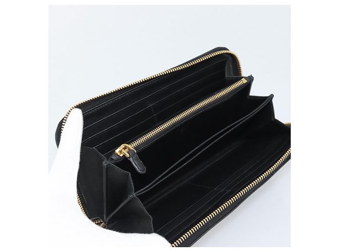 Saffiano PRADA Langbeutel aus Safiano-Leder Schwarz Gold Auth bs36755 Golden - Ansicht 14