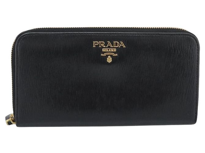 Saffiano PRADA Langbeutel aus Safiano-Leder Schwarz Gold Auth bs36755 Golden - Ansicht 2