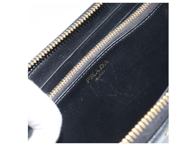 Saffiano PRADA Langbeutel aus Safiano-Leder Schwarz Gold Auth bs36755 Golden - Ansicht 20