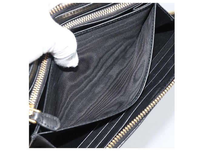 Saffiano PRADA Langbeutel aus Safiano-Leder Schwarz Gold Auth bs36755 Golden - Ansicht 21
