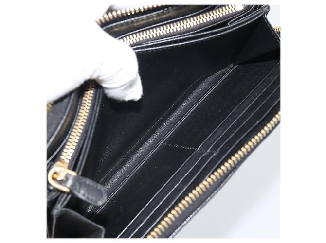 Saffiano PRADA Langbeutel aus Safiano-Leder Schwarz Gold Auth bs36755 Golden - Ansicht 22