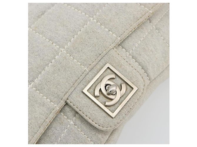 Borsa a catena CHANEL Sports Line Choco Bar in cotone grigio con CC argento Auth 194404A Marrone - vista 15