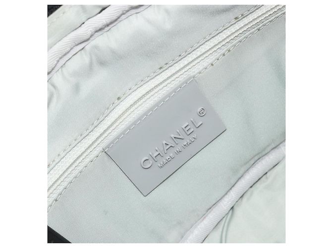 Borsa a catena CHANEL Sports Line Choco Bar in cotone grigio con CC argento Auth 194404A Marrone - vista 18