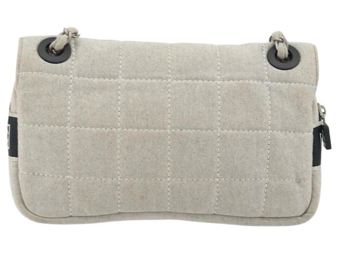 Borsa a catena CHANEL Sports Line Choco Bar in cotone grigio con CC argento Auth 194404A Marrone - vista 3