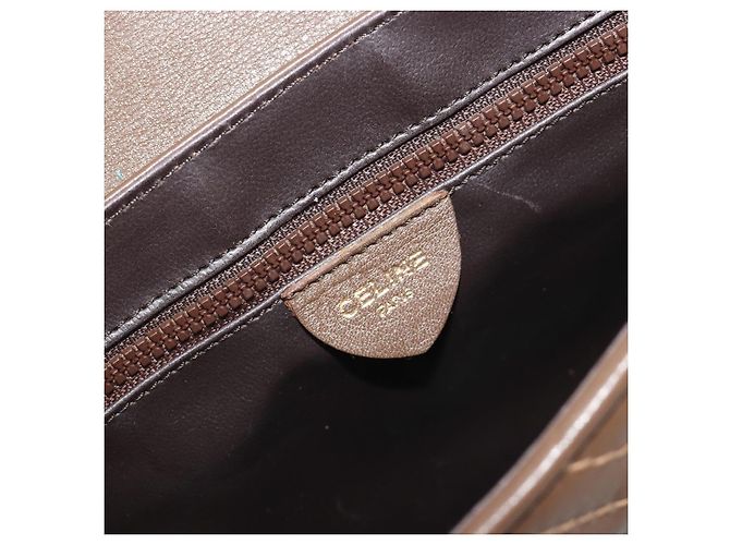 Céline Borsa a tracolla CELINE in pelle marrone e oro Auth 194395A D'oro - vista 16