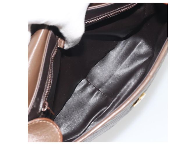 Céline Borsa a tracolla CELINE in pelle marrone e oro Auth 194395A D'oro - vista 17
