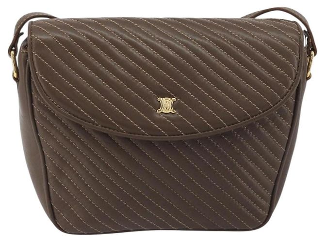 Céline Borsa a tracolla CELINE in pelle marrone e oro Auth 194395A D'oro - vista 2