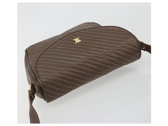 Céline Borsa a tracolla CELINE in pelle marrone e oro Auth 194395A D'oro - vista 6