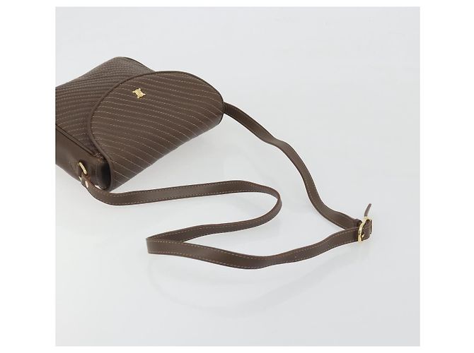 Céline Borsa a tracolla CELINE in pelle marrone e oro Auth 194395A D'oro - vista 7