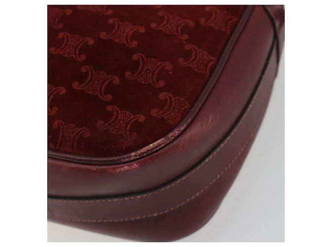 Céline Borsa CELINE Macadam Canvas Horse Carriage Suede Bordeaux Gold Auth 195091 D'oro Bordò - vista 10