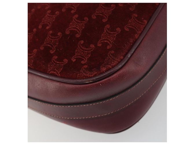 Céline Borsa CELINE Macadam Canvas Horse Carriage Suede Bordeaux Gold Auth 195091 D'oro Bordò - vista 11