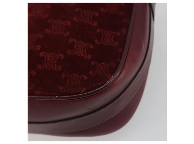 Céline Borsa CELINE Macadam Canvas Horse Carriage Suede Bordeaux Gold Auth 195091 D'oro Bordò - vista 12