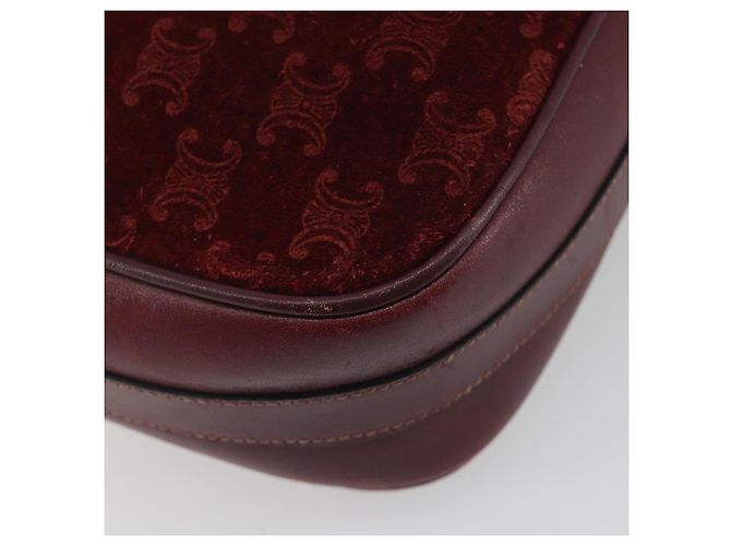 Céline Borsa CELINE Macadam Canvas Horse Carriage Suede Bordeaux Gold Auth 195091 D'oro Bordò - vista 13