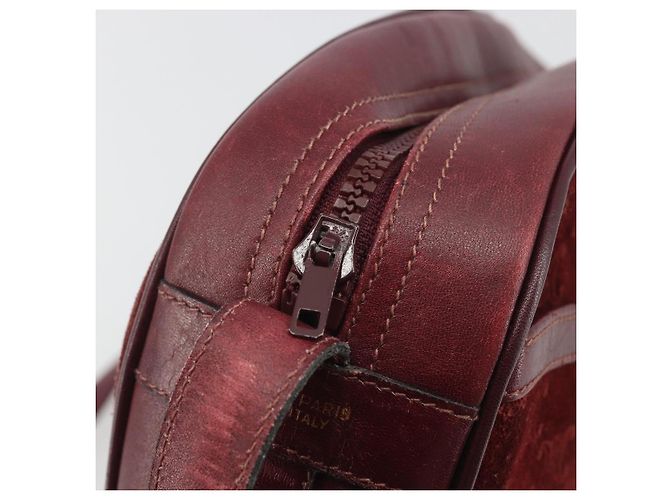 Céline Borsa CELINE Macadam Canvas Horse Carriage Suede Bordeaux Gold Auth 195091 D'oro Bordò - vista 15