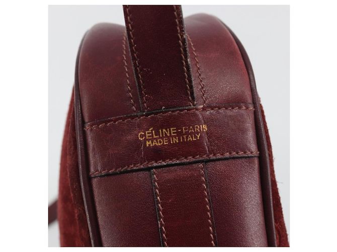 Céline Borsa CELINE Macadam Canvas Horse Carriage Suede Bordeaux Gold Auth 195091 D'oro Bordò - vista 16