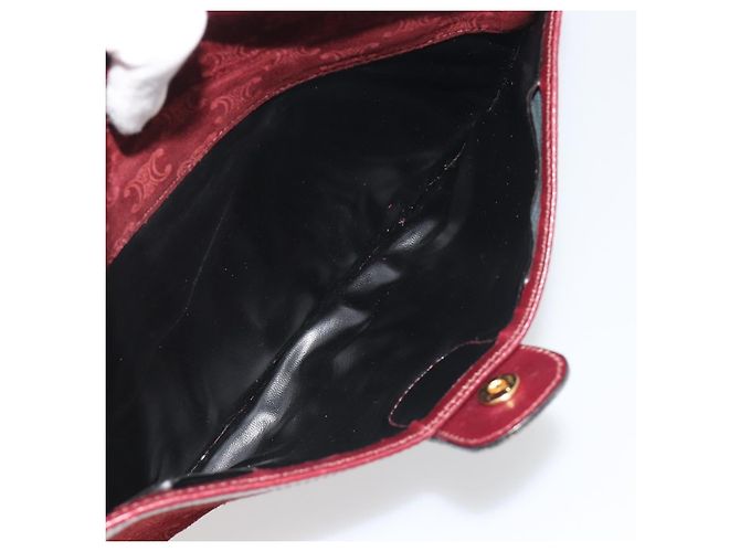 Céline Borsa CELINE Macadam Canvas Horse Carriage Suede Bordeaux Gold Auth 195091 D'oro Bordò - vista 22