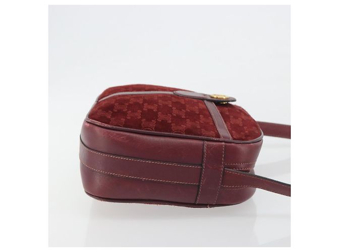Céline Borsa CELINE Macadam Canvas Horse Carriage Suede Bordeaux Gold Auth 195091 D'oro Bordò - vista 4