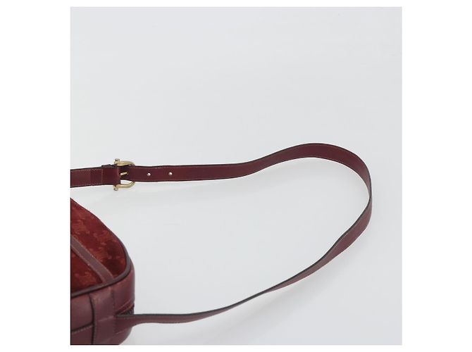 Céline Borsa CELINE Macadam Canvas Horse Carriage Suede Bordeaux Gold Auth 195091 D'oro Bordò - vista 8