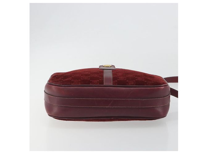 Céline Borsa CELINE Macadam Canvas Horse Carriage Suede Bordeaux Gold Auth 195091 D'oro Bordò - vista 9