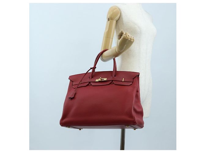 Hermès Borsa a mano HERMES Birkin 40 Taurillon Clemence Red Gold Auth 195314SM Rosso D'oro - vista 39