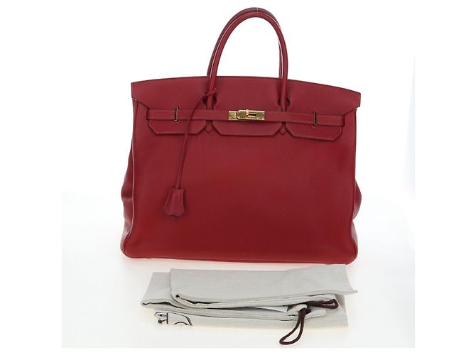 Hermès Borsa a mano HERMES Birkin 40 Taurillon Clemence Red Gold Auth 195314SM Rosso D'oro - vista 40
