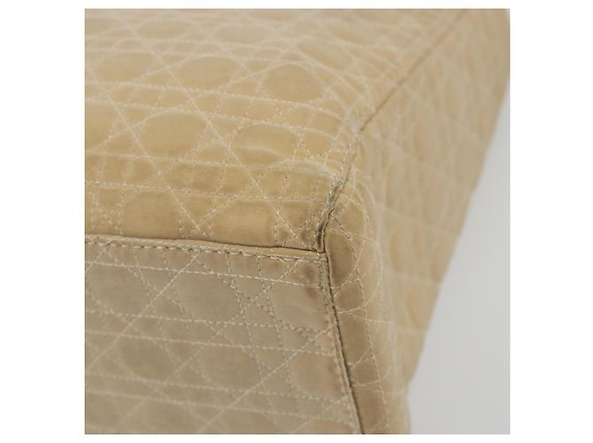 Borsa Christian Dior Lady Dior Canage Nylon Beige Gold Auth bs36737 D'oro - vista 10