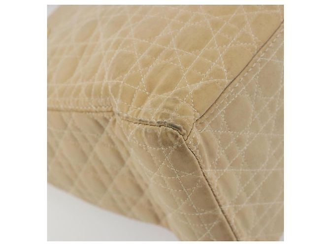 Borsa Christian Dior Lady Dior Canage Nylon Beige Gold Auth bs36737 D'oro - vista 11