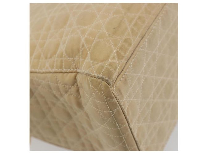 Borsa Christian Dior Lady Dior Canage Nylon Beige Gold Auth bs36737 D'oro - vista 13