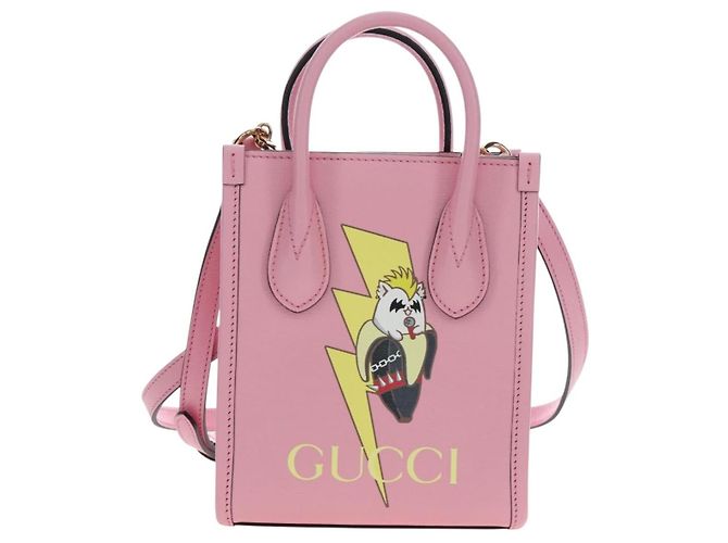 Borsa Tote GUCCI Bananya in pelle 2way Rosa Oro 671623 Auth 193778SAM - vista 2