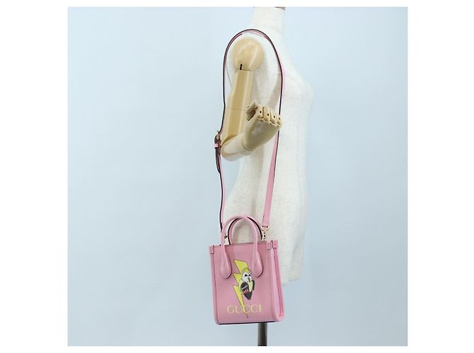 Borsa Tote GUCCI Bananya in pelle 2way Rosa Oro 671623 Auth 193778SAM - vista 24