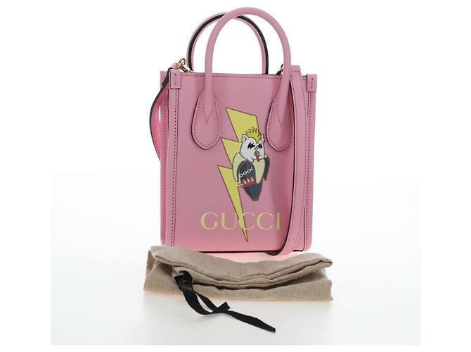 Borsa Tote GUCCI Bananya in pelle 2way Rosa Oro 671623 Auth 193778SAM - vista 25