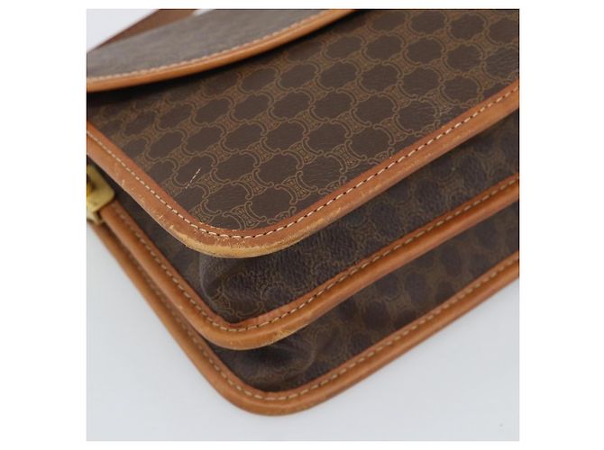Céline Borsa a Tracolla CELINE Macadam PVC Pelle Marrone Tono Oro Auth 196130 - vista 11