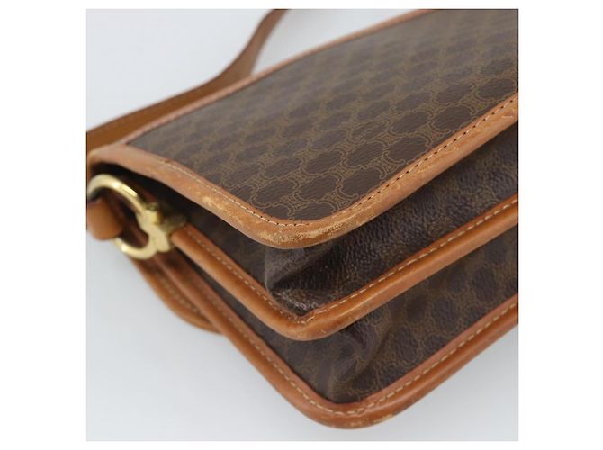 Céline Borsa a Tracolla CELINE Macadam PVC Pelle Marrone Tono Oro Auth 196130 - vista 13