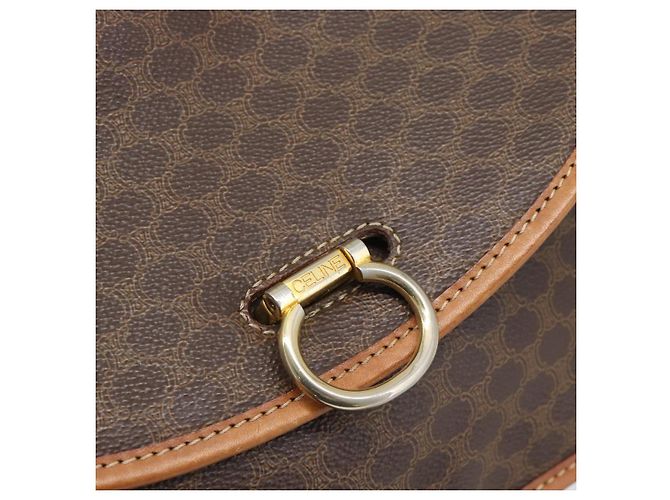 Céline Borsa a Tracolla CELINE Macadam PVC Pelle Marrone Tono Oro Auth 196130 - vista 14
