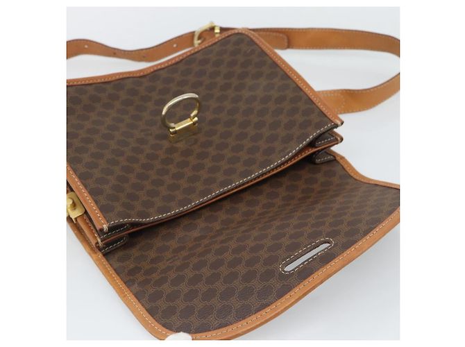 Céline Borsa a Tracolla CELINE Macadam PVC Pelle Marrone Tono Oro Auth 196130 - vista 15