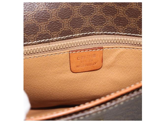 Céline Borsa a Tracolla CELINE Macadam PVC Pelle Marrone Tono Oro Auth 196130 - vista 16