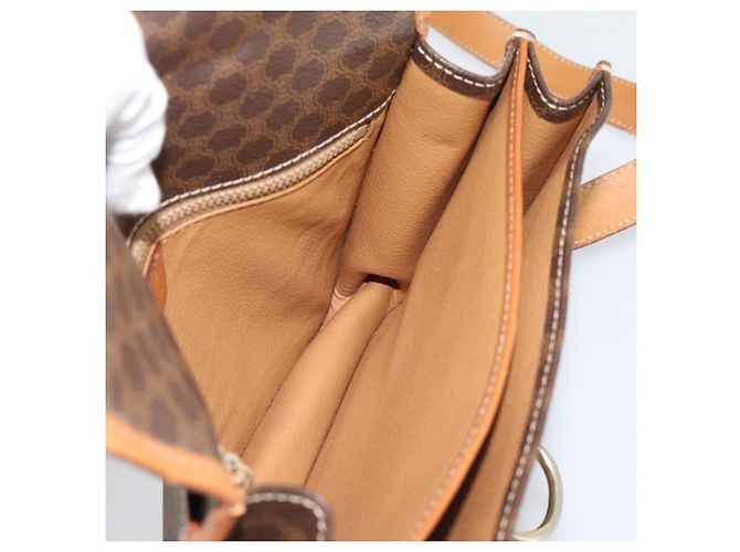 Céline Borsa a Tracolla CELINE Macadam PVC Pelle Marrone Tono Oro Auth 196130 - vista 18