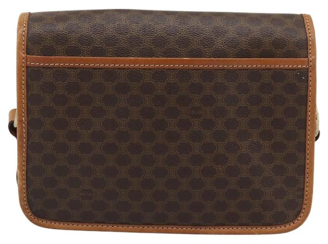 Céline Borsa a Tracolla CELINE Macadam PVC Pelle Marrone Tono Oro Auth 196130 - vista 3