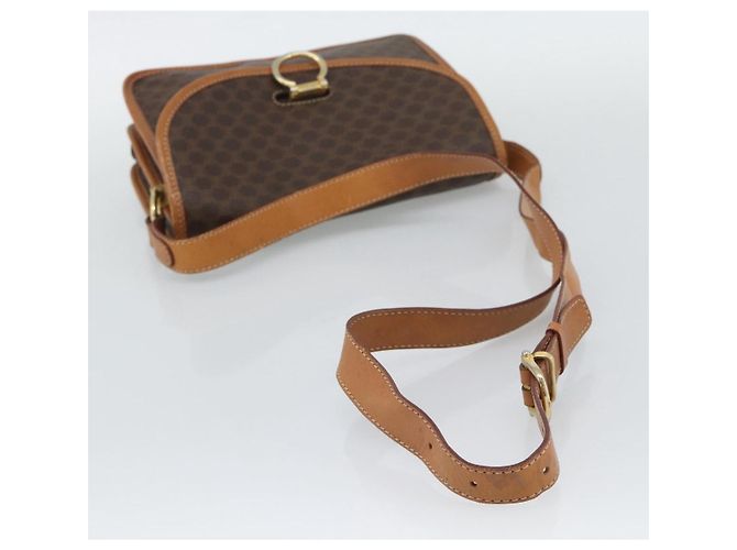 Céline Borsa a Tracolla CELINE Macadam PVC Pelle Marrone Tono Oro Auth 196130 - vista 7
