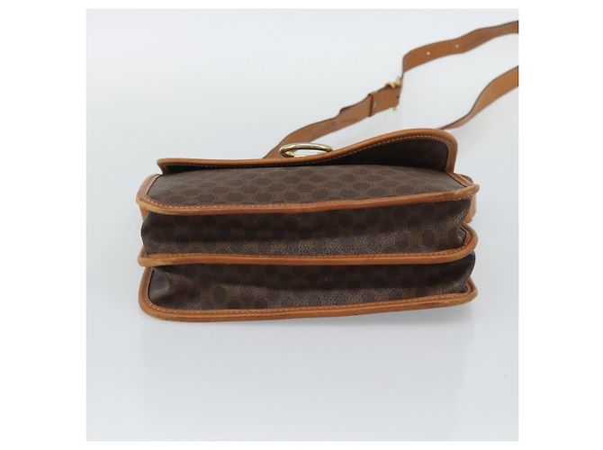 Céline Borsa a Tracolla CELINE Macadam PVC Pelle Marrone Tono Oro Auth 196130 - vista 9