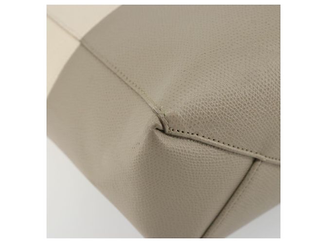 Céline CELINE Vertical Cabas Small Hand Bag Calf Skin 2way White Gray gold Auth 194240 Marrone Bianco D'oro - vista 13