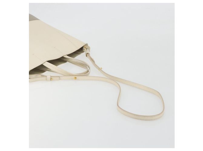 Céline CELINE Vertical Cabas Small Hand Bag Calf Skin 2way White Gray gold Auth 194240 Marrone Bianco D'oro - vista 9