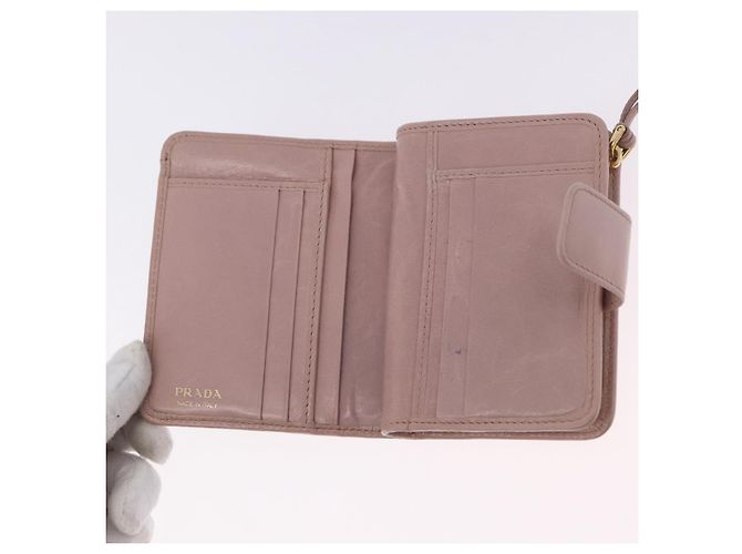 PRADA Bifold Wallet Leather Pink Auth 183515A - view 14