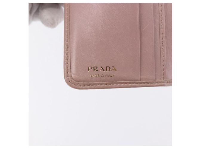 PRADA Bifold Wallet Leather Pink Auth 183515A - view 15